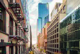 elevated street view at sunset in Chelsea quarter – Manhattan, New York